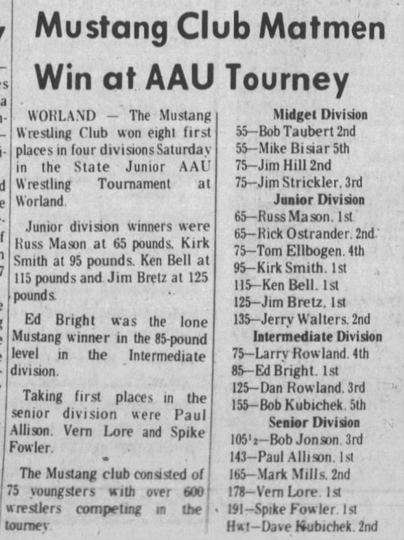 Rick Ostrander - Wrestling Casper Star Tribune - Mar 24 1969